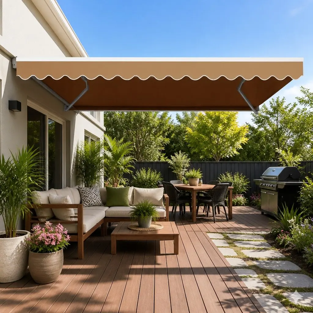 Motorised Retractable Folding Arm Awning Remote Control 2.5m x 2m Aluminium Frame Polyester Fabric