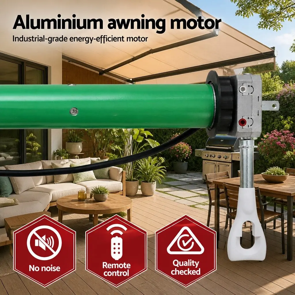 Motorised Retractable Folding Arm Awning Remote Control 2.5m x 2m Aluminium Frame Polyester Fabric