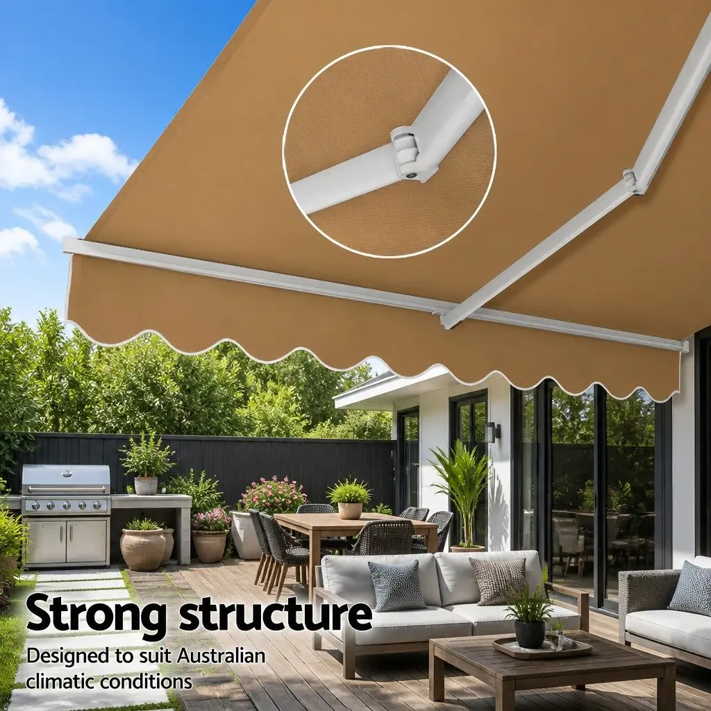 Motorised Retractable Folding Arm Awning Remote Control 2.5m x 2m Aluminium Frame Polyester Fabric