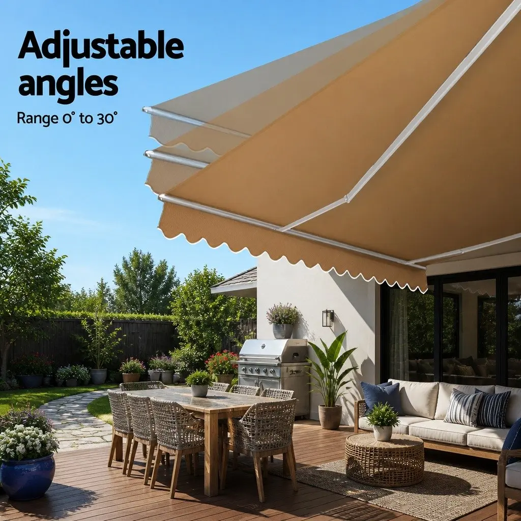 Motorised Retractable Folding Arm Awning Remote Control 2.5m x 2m Aluminium Frame Polyester Fabric