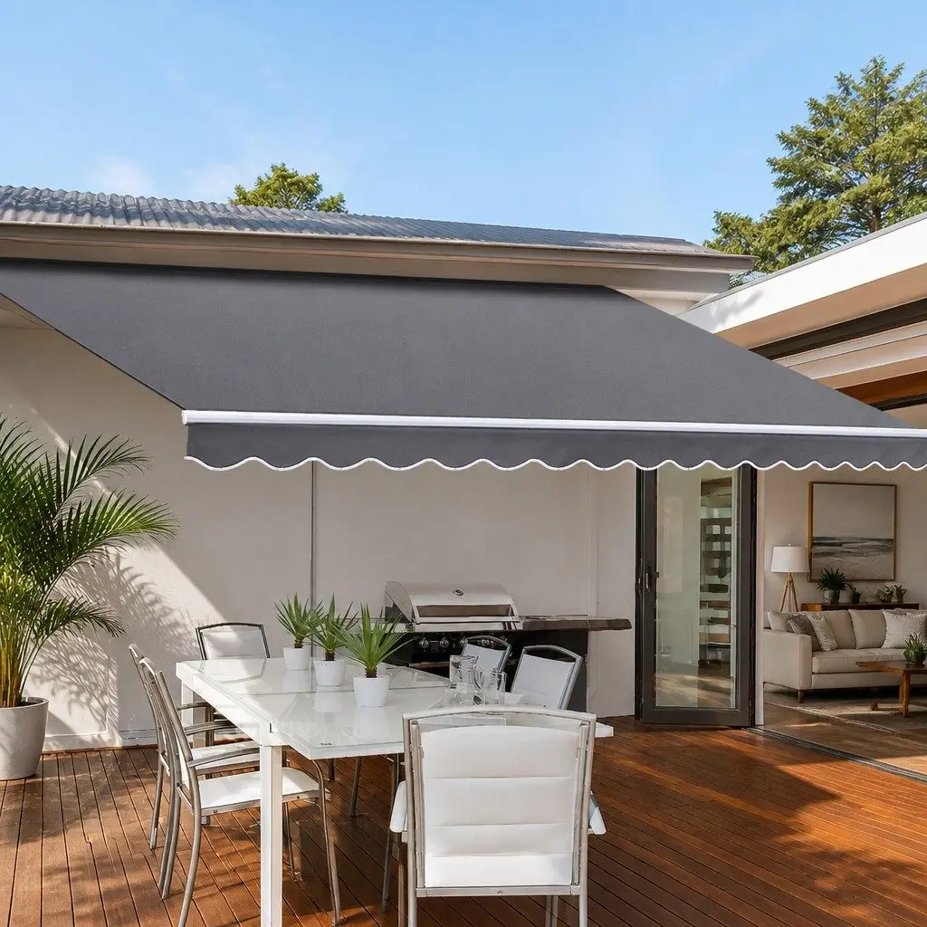 Motorised Retractable Folding Arm Awning 2.5M x 2M Grey