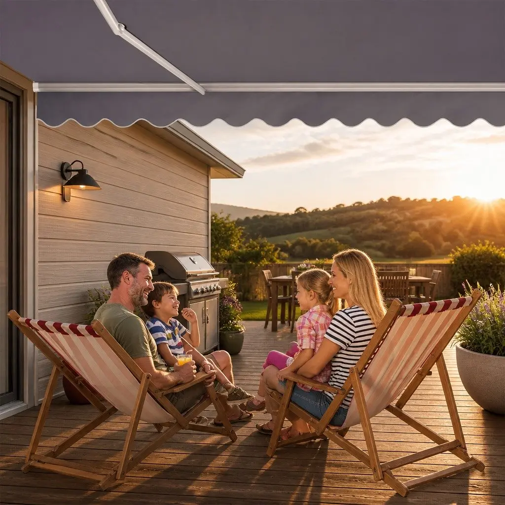 Motorised Retractable Folding Arm Awning 2.5M x 2M Grey