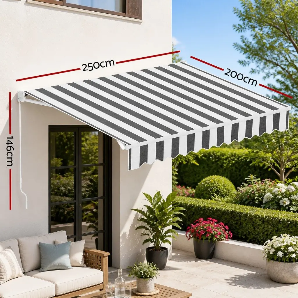 Motorised Retractable Folding Arm Awning UV Resistant Water Resistant 2.5m x 2m