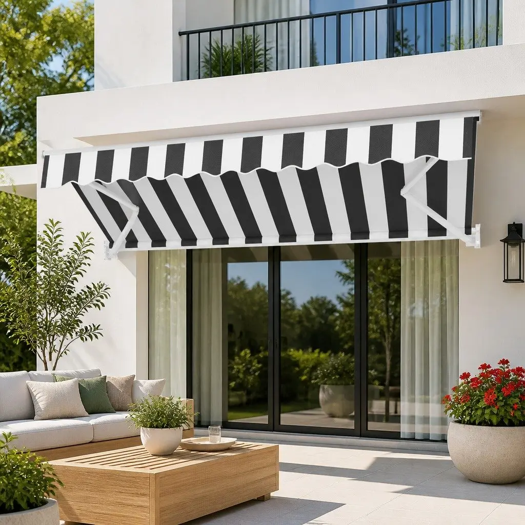 Motorised Retractable Folding Arm Awning UV Resistant Water Resistant 2.5m x 2m