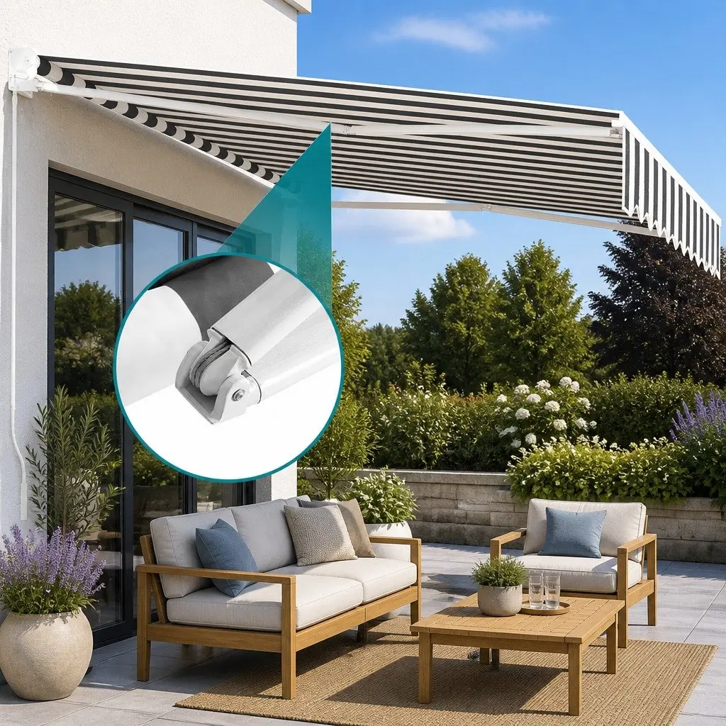 Motorised Retractable Folding Arm Awning UV Resistant Water Resistant 2.5m x 2m