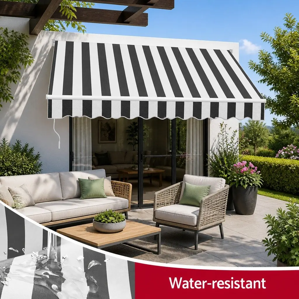 Motorised Retractable Folding Arm Awning UV Resistant Water Resistant 2.5m x 2m