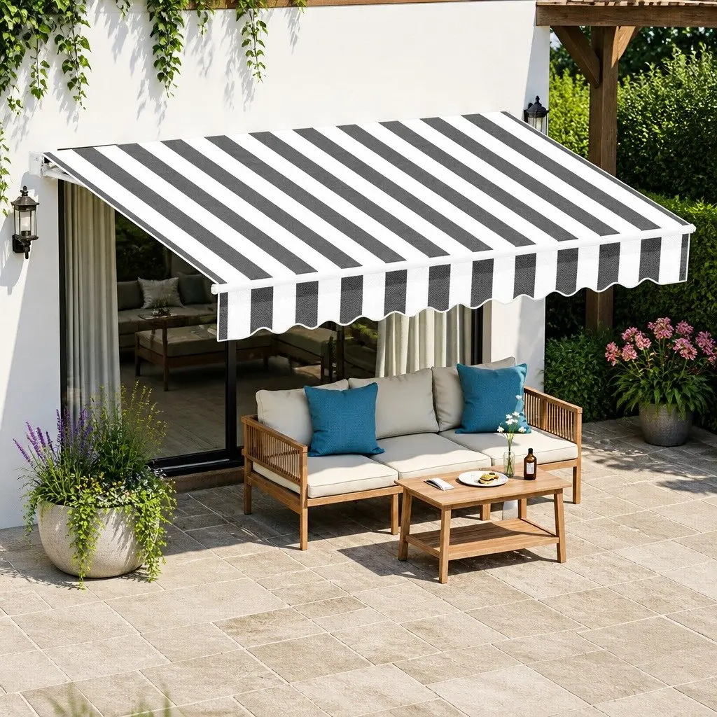Motorised Retractable Folding Arm Awning UV Resistant Water Resistant 2.5m x 2m