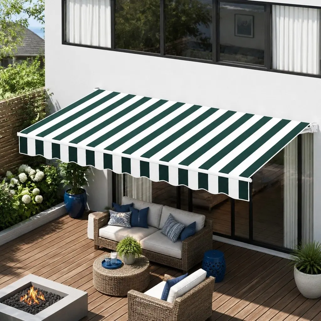 Folding Arm Awning Motorised Remote Control 3m x 2.5m Garden Patio Sunshade