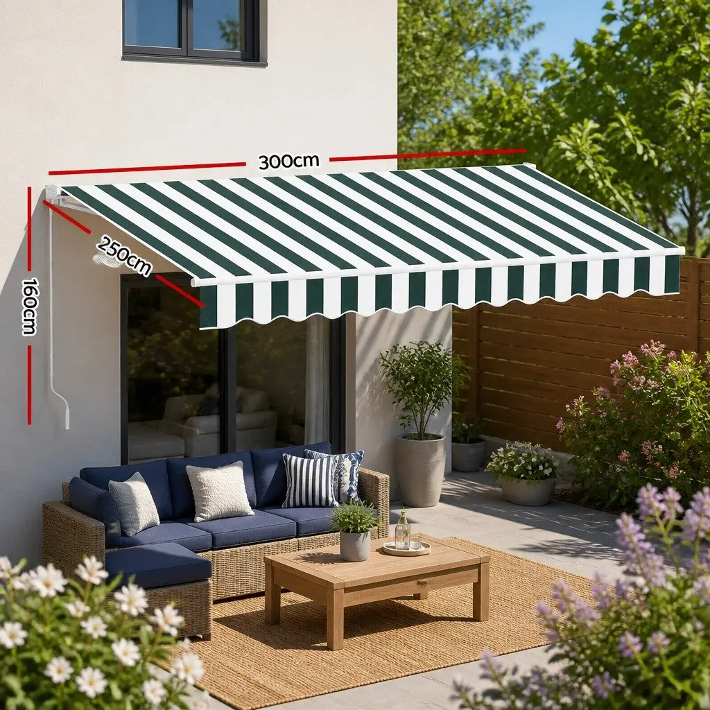 Folding Arm Awning Motorised Remote Control 3m x 2.5m Garden Patio Sunshade
