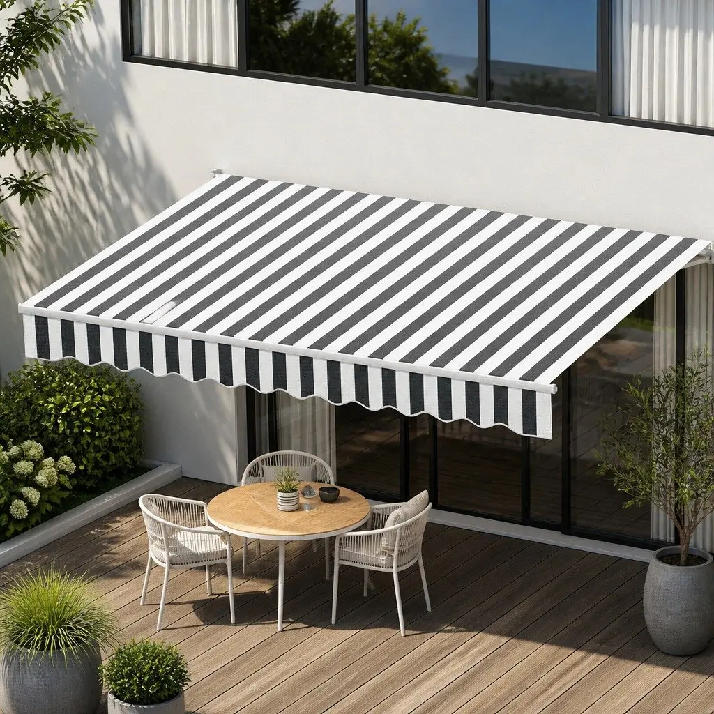 Folding Arm Awning Motorised Remote Control 3M Weather Resistant UV Protection