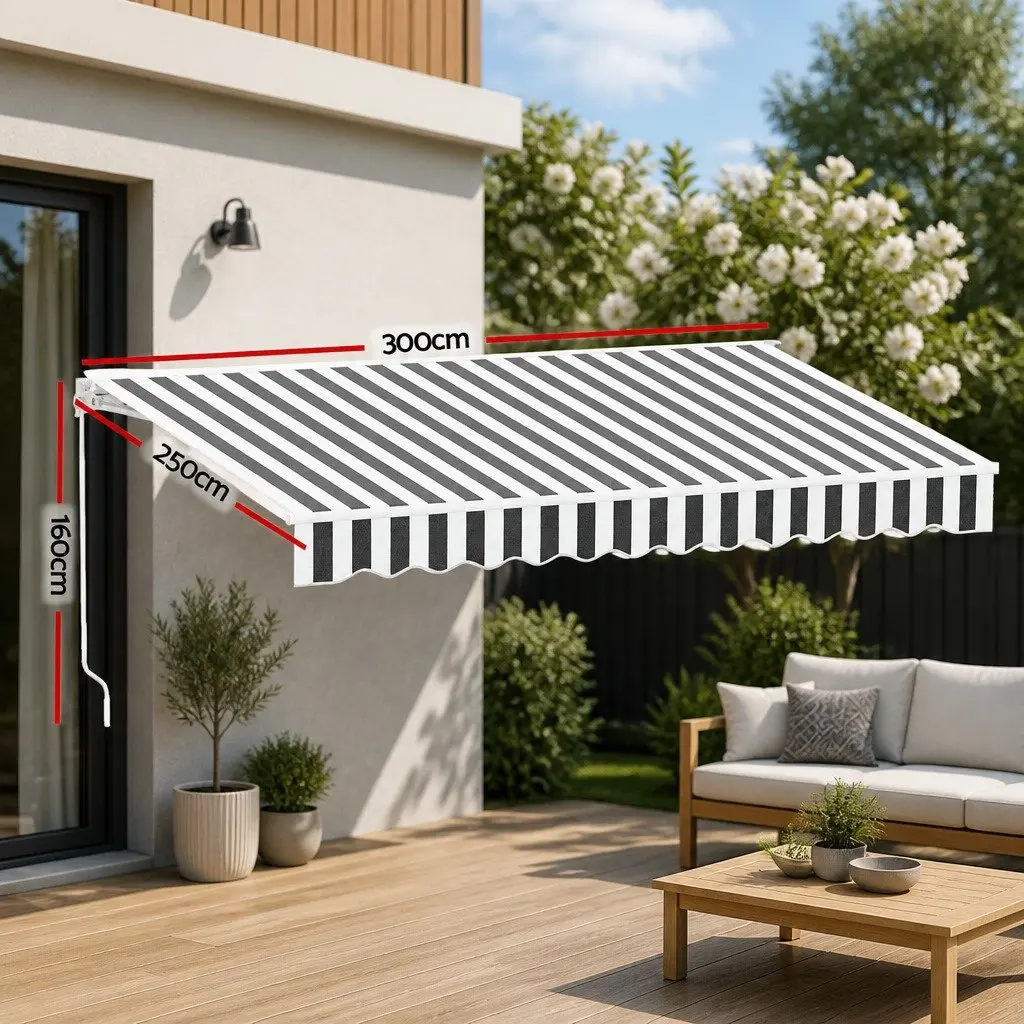 Folding Arm Awning Motorised Remote Control 3M Weather Resistant UV Protection