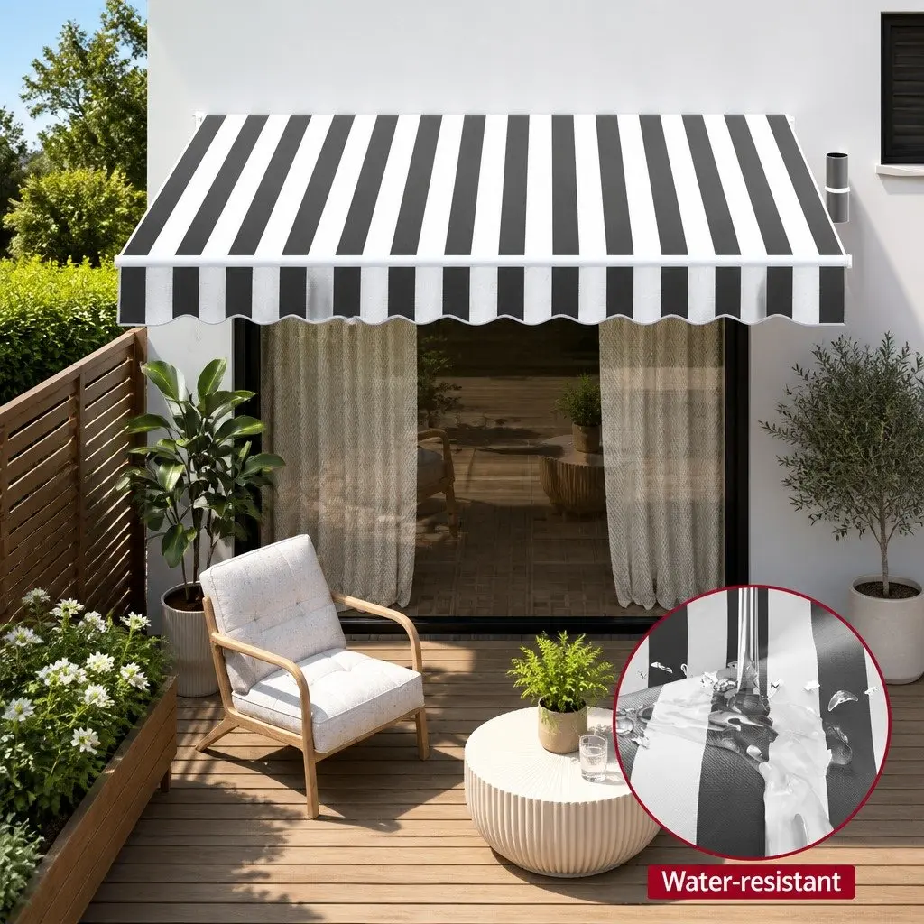 Folding Arm Awning Motorised Remote Control 3M Weather Resistant UV Protection
