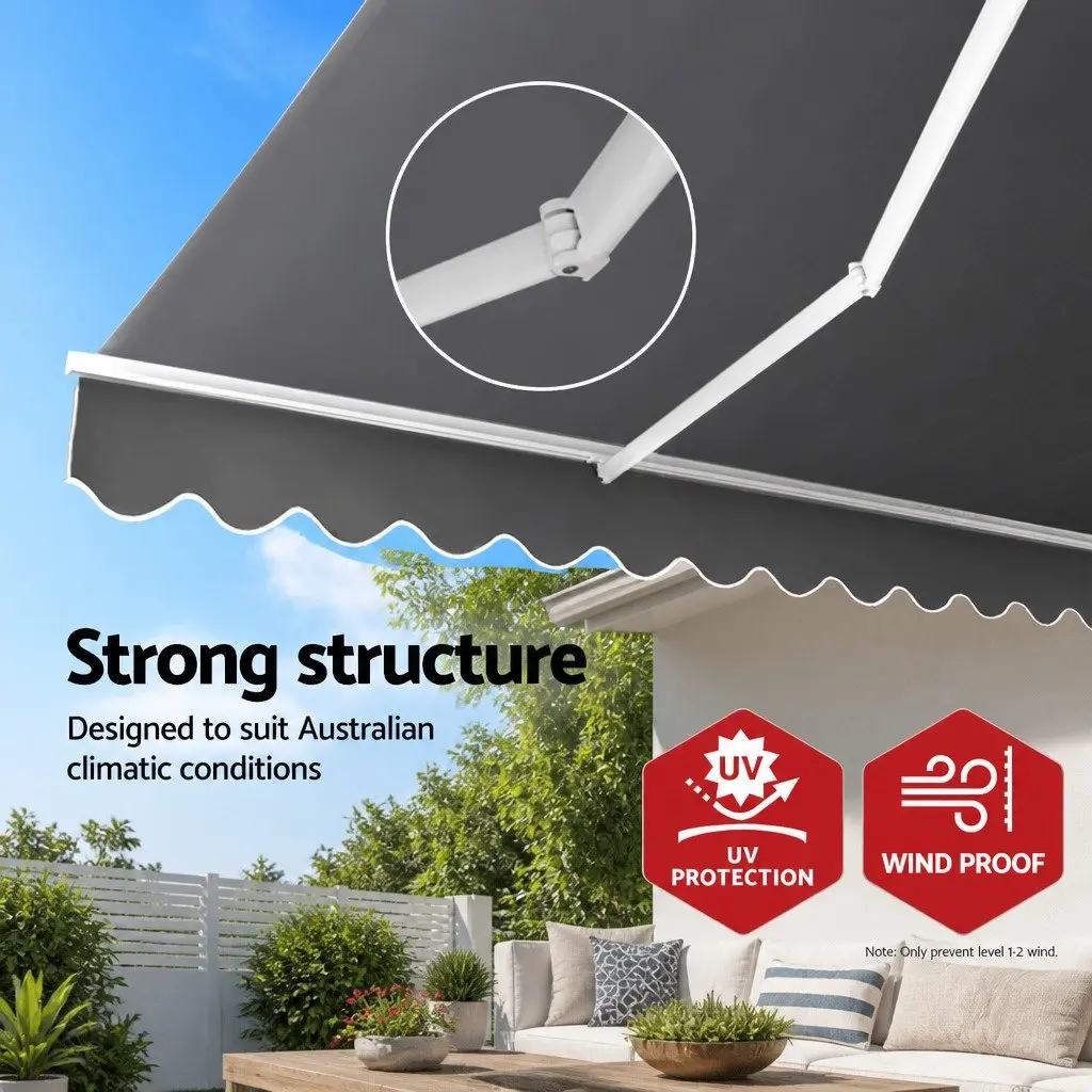 Motorised Retractable Folding Arm Awning UV Resistant 3m x 2.5m