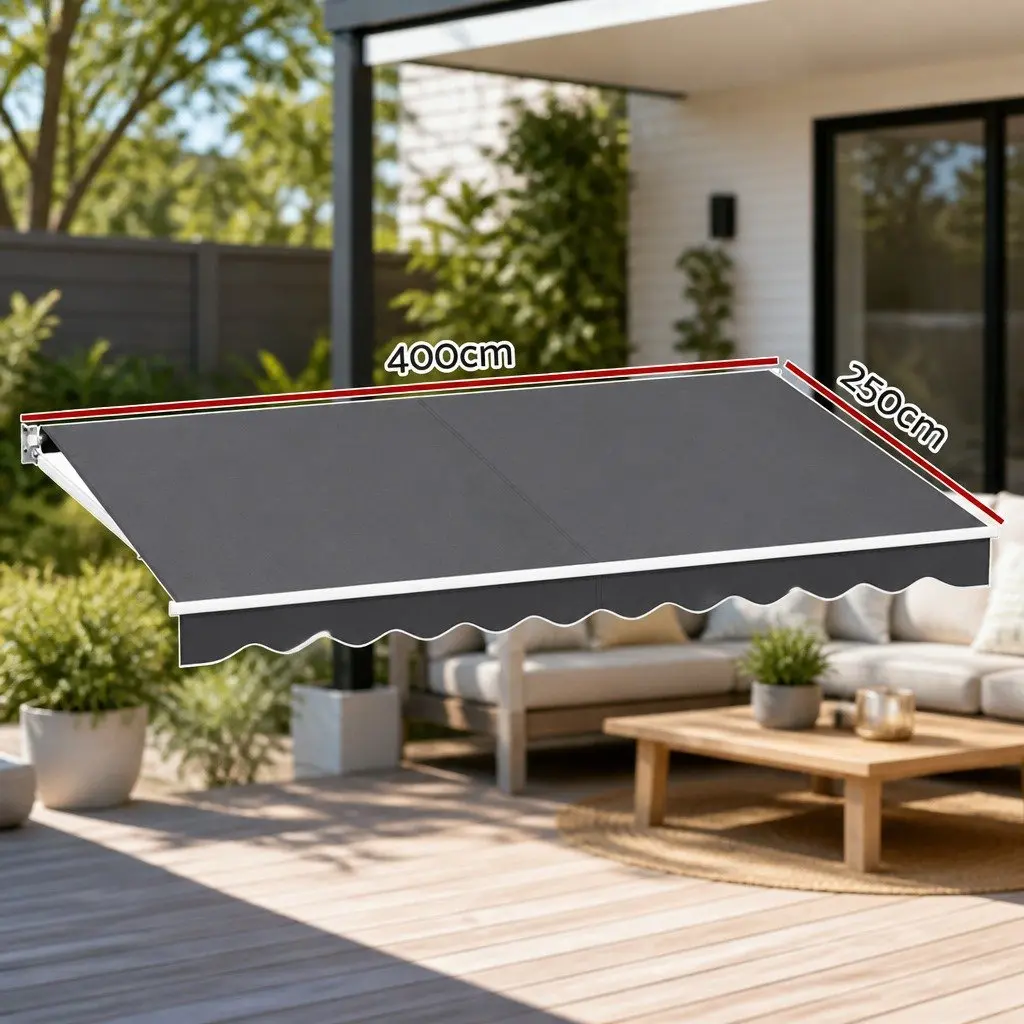 Motorised Retractable Folding Arm Awning UV Resistant 4M x 2.5M