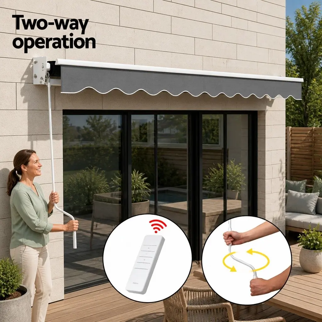 Motorised Retractable Folding Arm Awning UV Resistant 4M x 2.5M