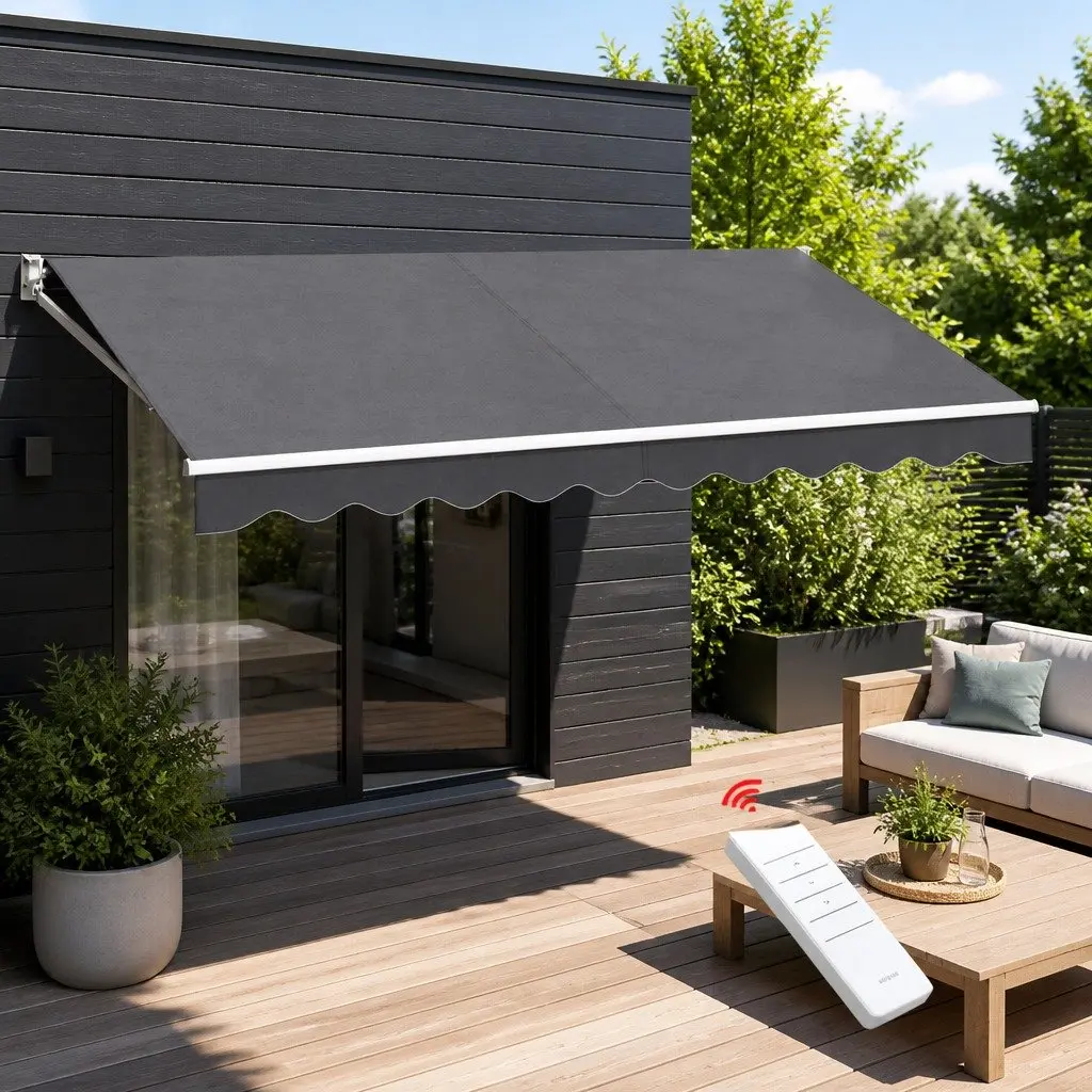 Motorised Retractable Folding Arm Awning UV Resistant 4M x 2.5M