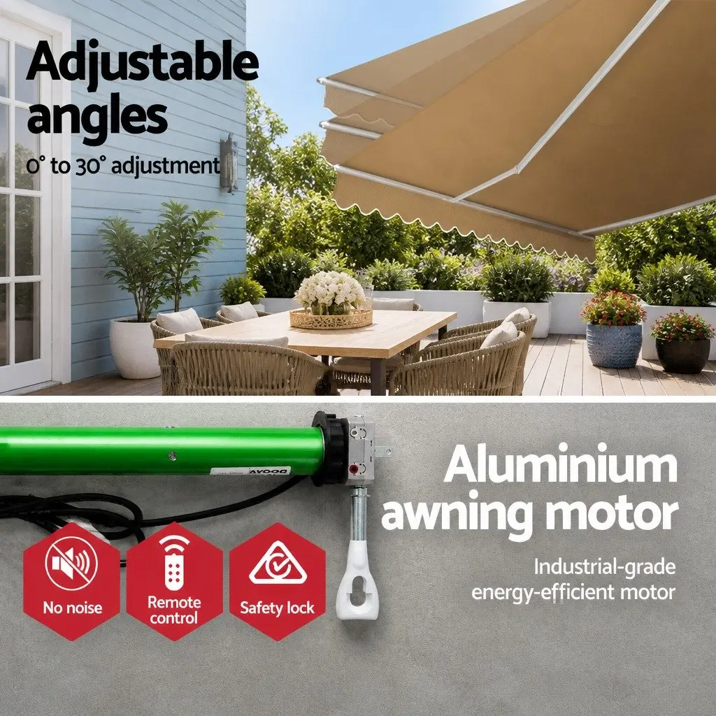 Motorised Retractable Folding Arm Awning 4M x 3M UV Resistant Water Resistant Shade