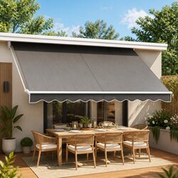 Retractable Folding Arm Awning 4m x 3m Motorised Sunshade Remote Control Grey