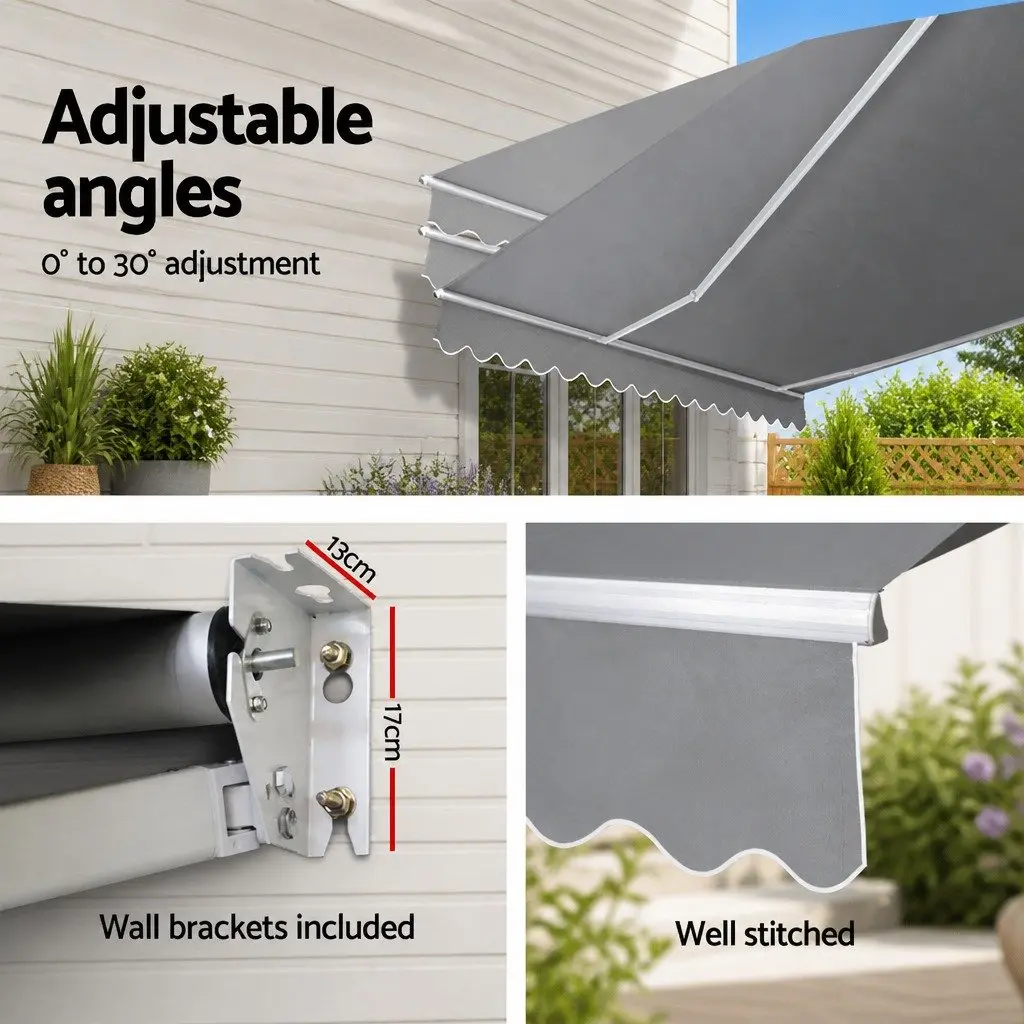 Motorised Retractable Folding Arm Awning Sunshade 4M x 3M for Patio Garden Outdoor