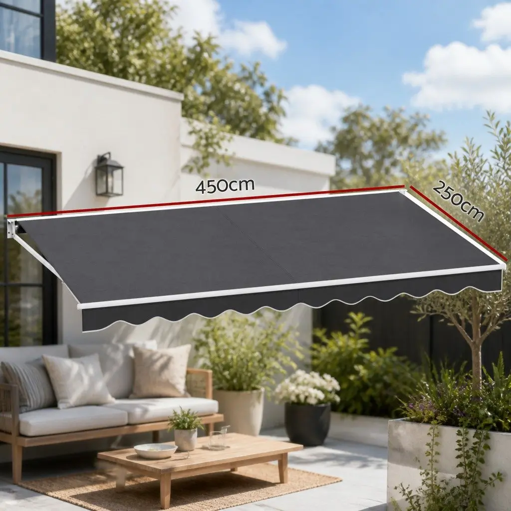 Motorised Retractable Folding Arm Awning UV Resistant Water Resistant 4.5M x 2.5M