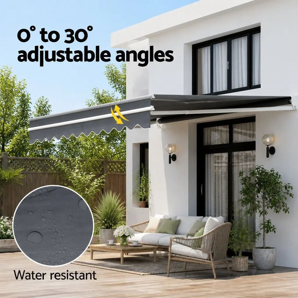 Motorised Retractable Folding Arm Awning UV Resistant Water Resistant 4.5M x 2.5M