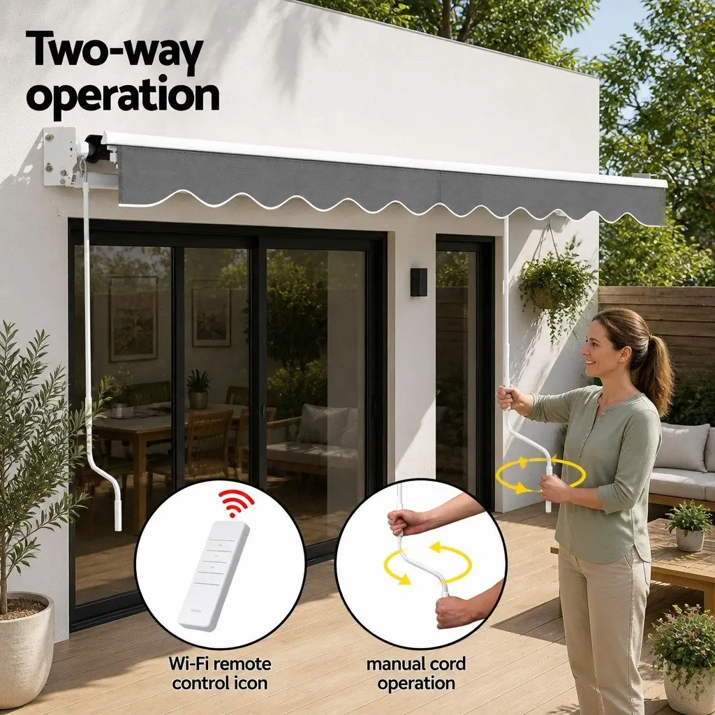 Motorised Retractable Folding Arm Awning UV Resistant Water Resistant 4.5M x 2.5M