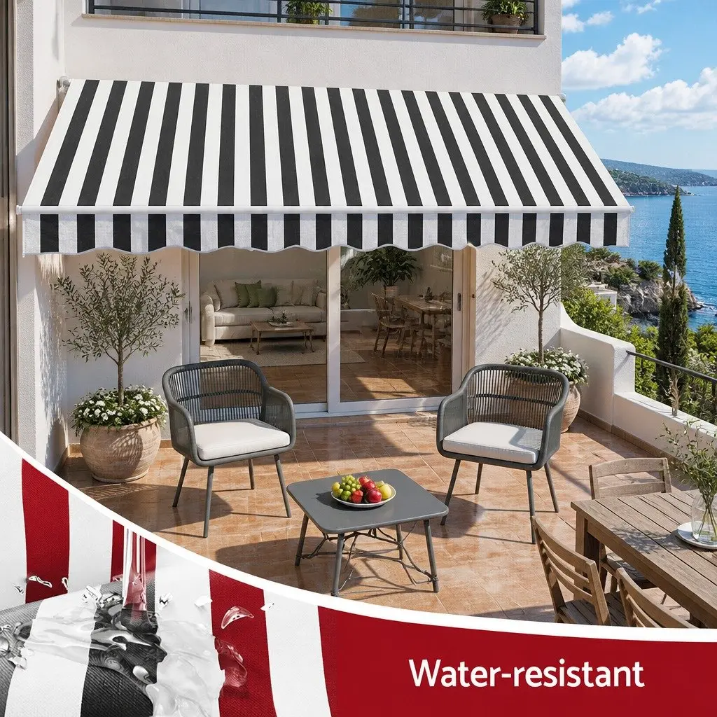 Motorised Retractable Folding Arm Awning UV Resistant 5M x 3M Garden Patio Shade