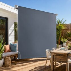 Retractable Outdoor Blinds Awning 1.8X2.5M Roll Down Canopy Window Shade Grey