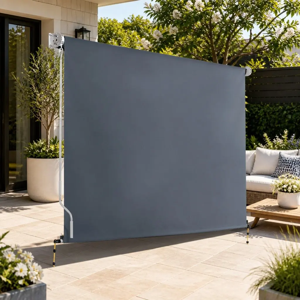 Retractable Awning Blind Grey 3M x 2.5M Roll Down Canopy Window Shade