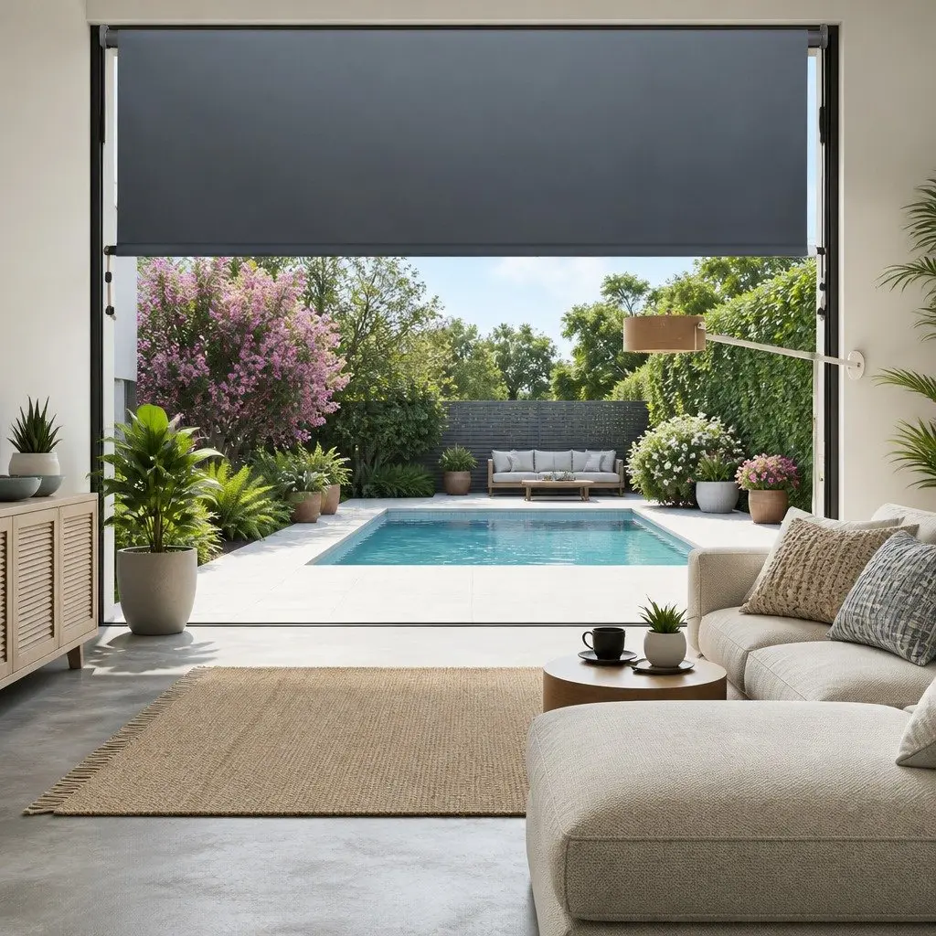 Retractable Awning Blind Grey 3M x 2.5M Roll Down Canopy Window Shade