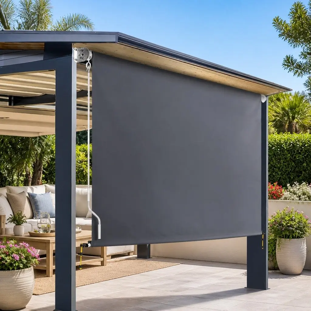 Retractable Awning Blind Grey 3M x 2.5M Roll Down Canopy Window Shade