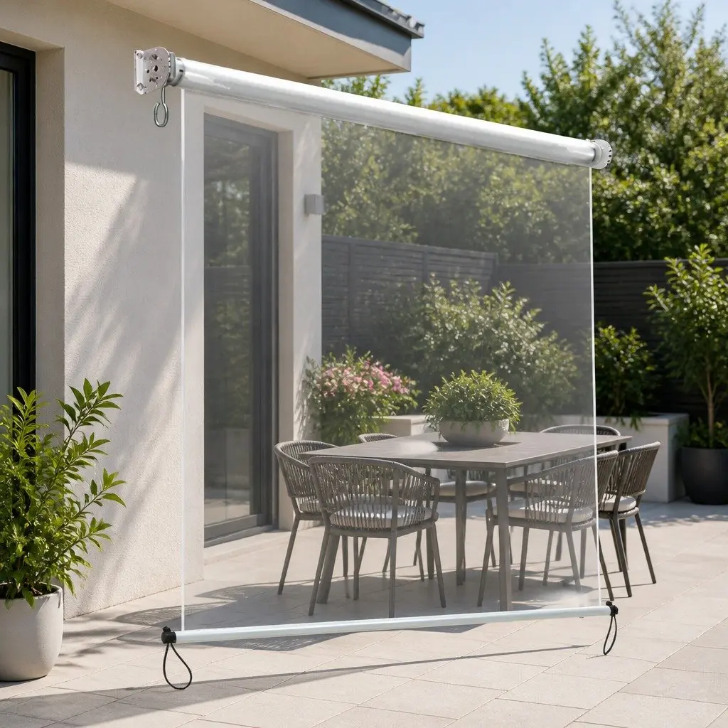 Retractable Outdoor Awning Hand Crank 1.5M x 2.4M Waterproof UV Resistant Aluminium Frame
