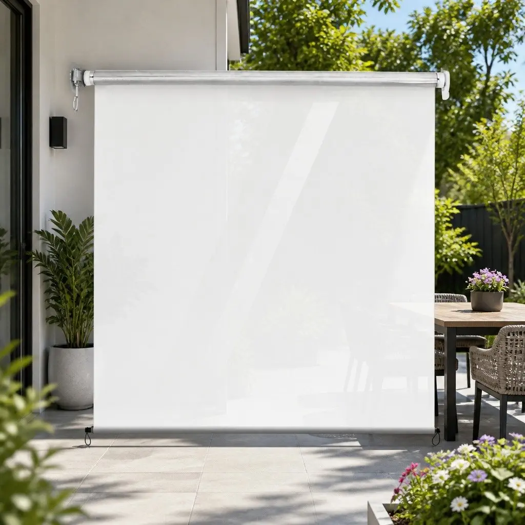 Retractable Outdoor Awning Hand Crank 1.5M x 2.4M Waterproof UV Resistant Aluminium Frame