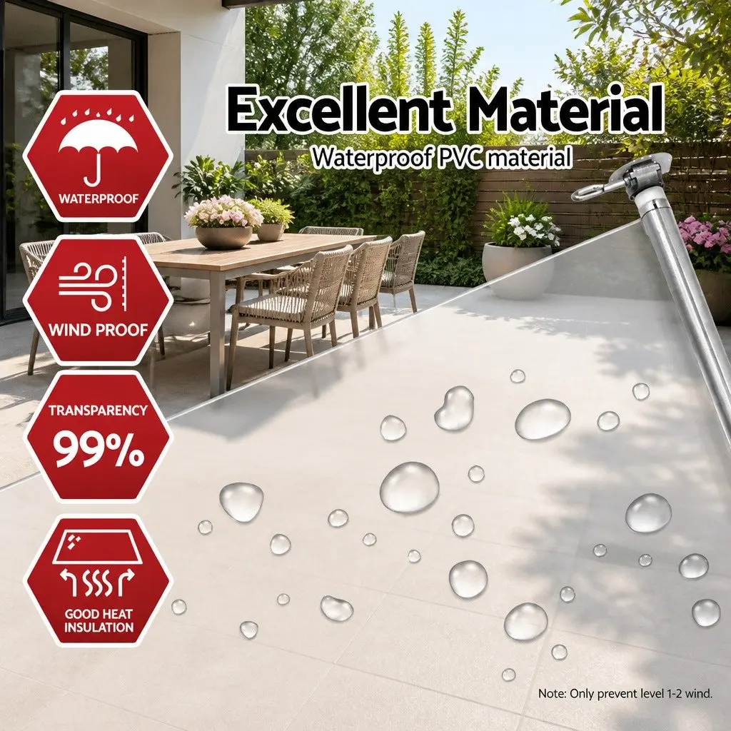 Retractable Outdoor Awning Hand Crank 1.5M x 2.4M Waterproof UV Resistant Aluminium Frame