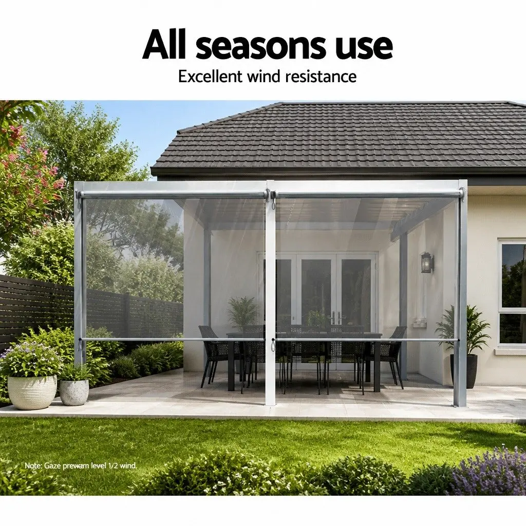 Retractable Outdoor Awning Hand Crank 1.5M x 2.4M Waterproof UV Resistant Aluminium Frame