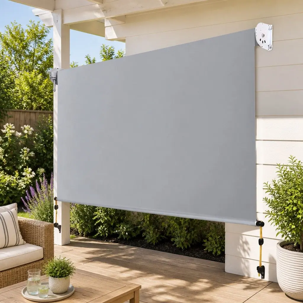 Retractable Screen Awning Grey 3M x 2.5M Outdoor Shade Blind