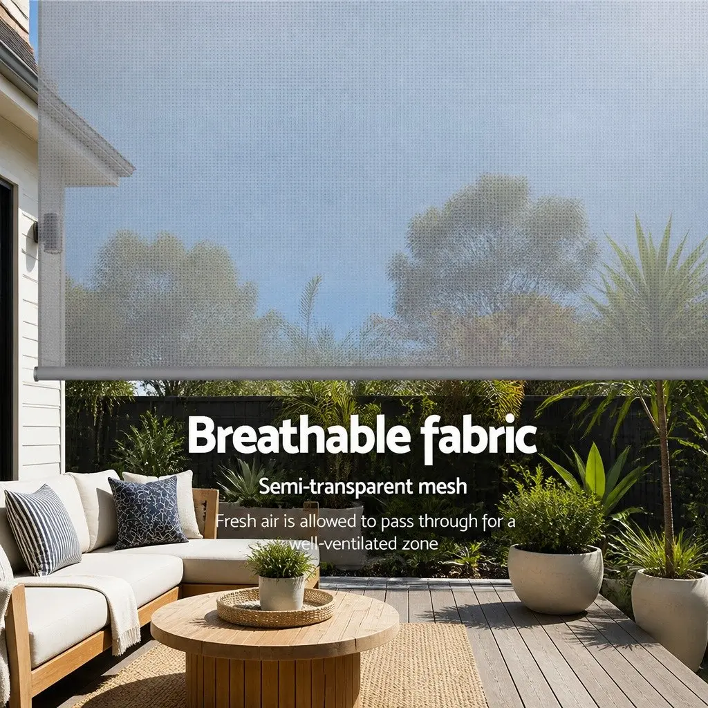 Retractable Screen Awning Grey 3M x 2.5M Outdoor Shade Blind