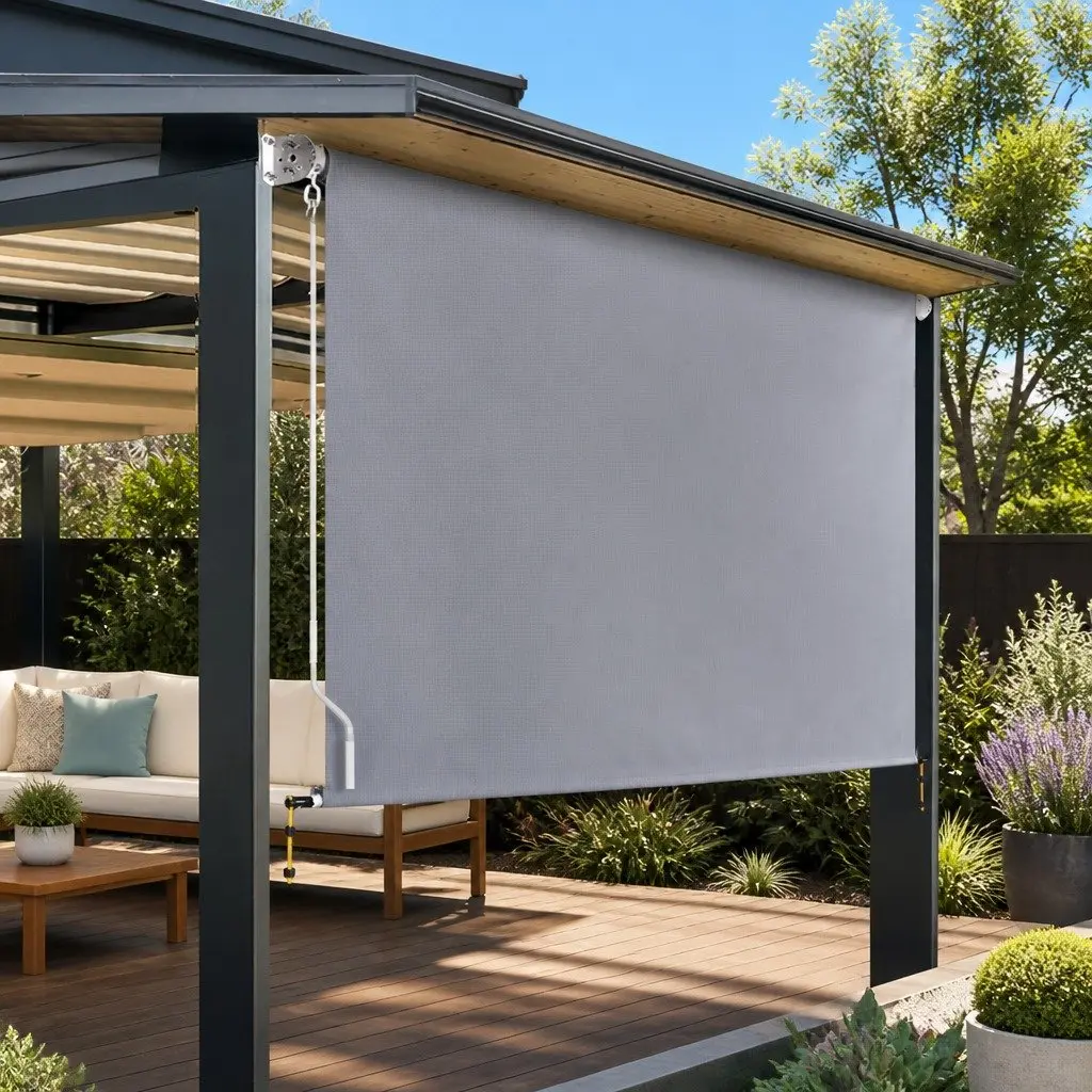 Retractable Screen Awning Grey 3M x 2.5M Outdoor Shade Blind