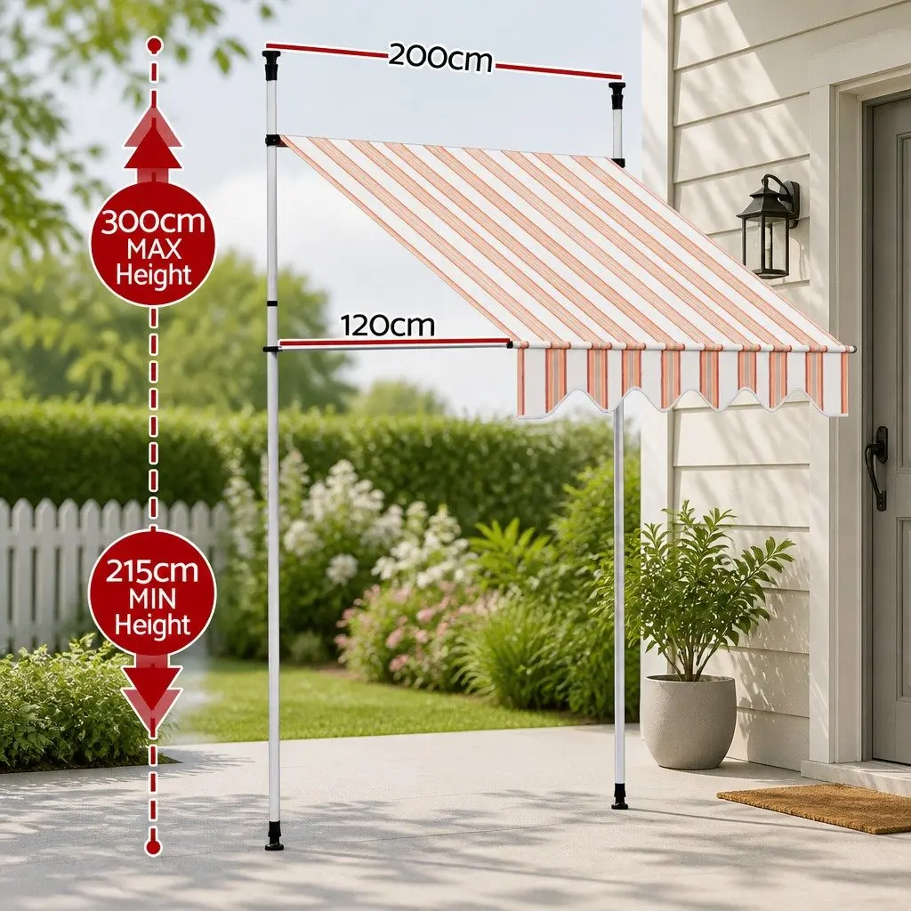 Retractable Pivot Arm Awning Outdoor Shade 2X1.8M