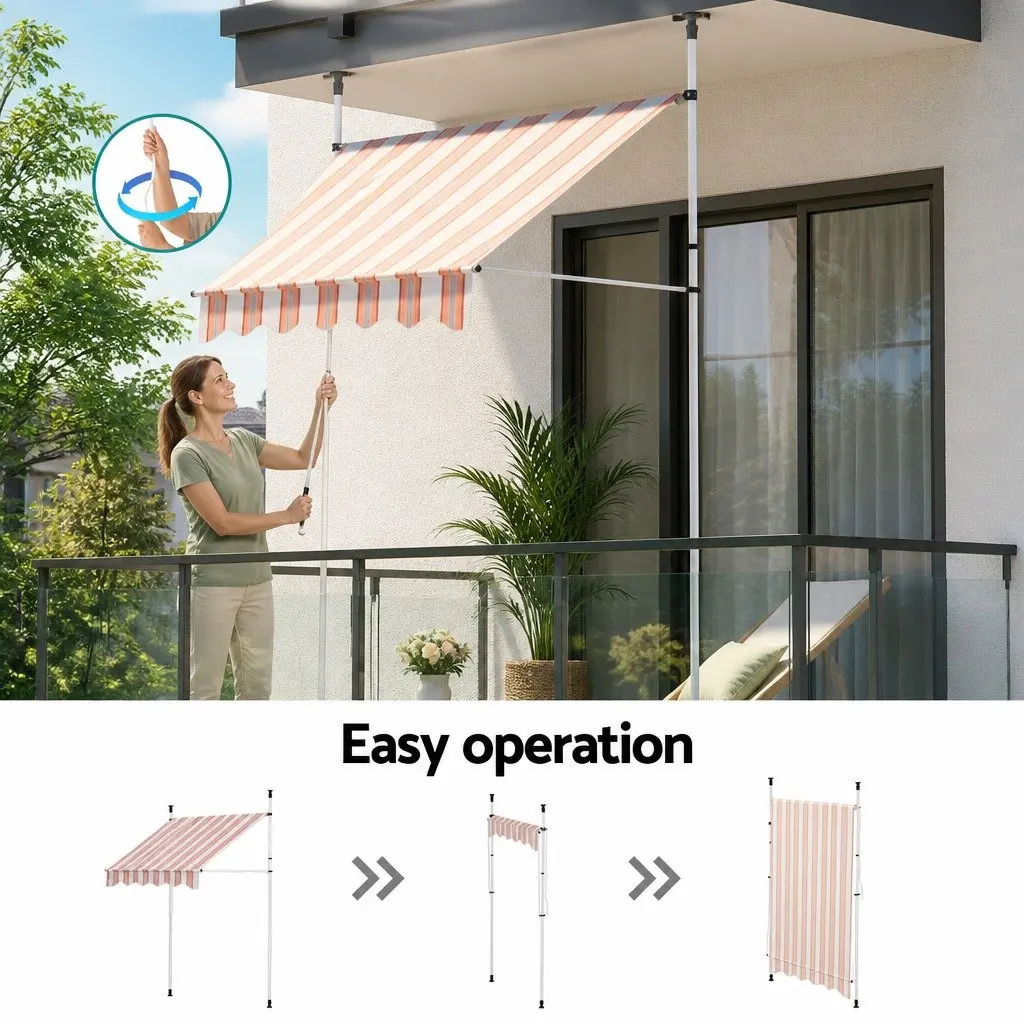 Retractable Pivot Arm Awning Outdoor Shade 2X1.8M