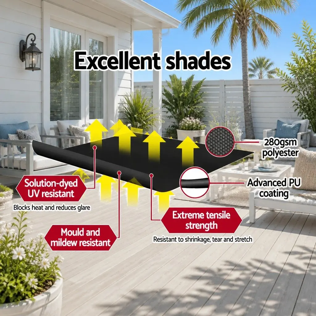 Retractable Pivot Arm Awning Grey 1.5m x 2.1m Outdoor Shade Canopy