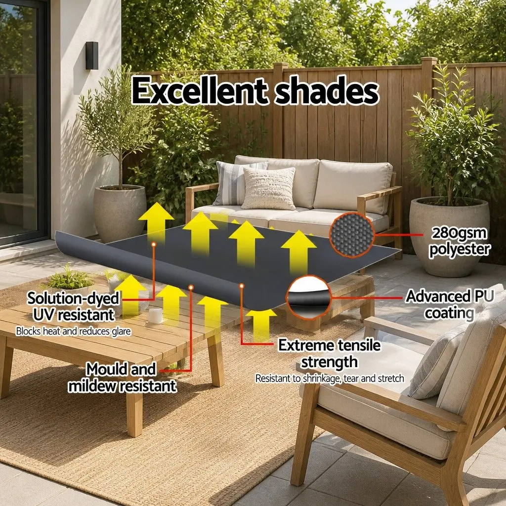 Retractable Awning Grey 1.8x2.1m Outdoor Shade Canopy