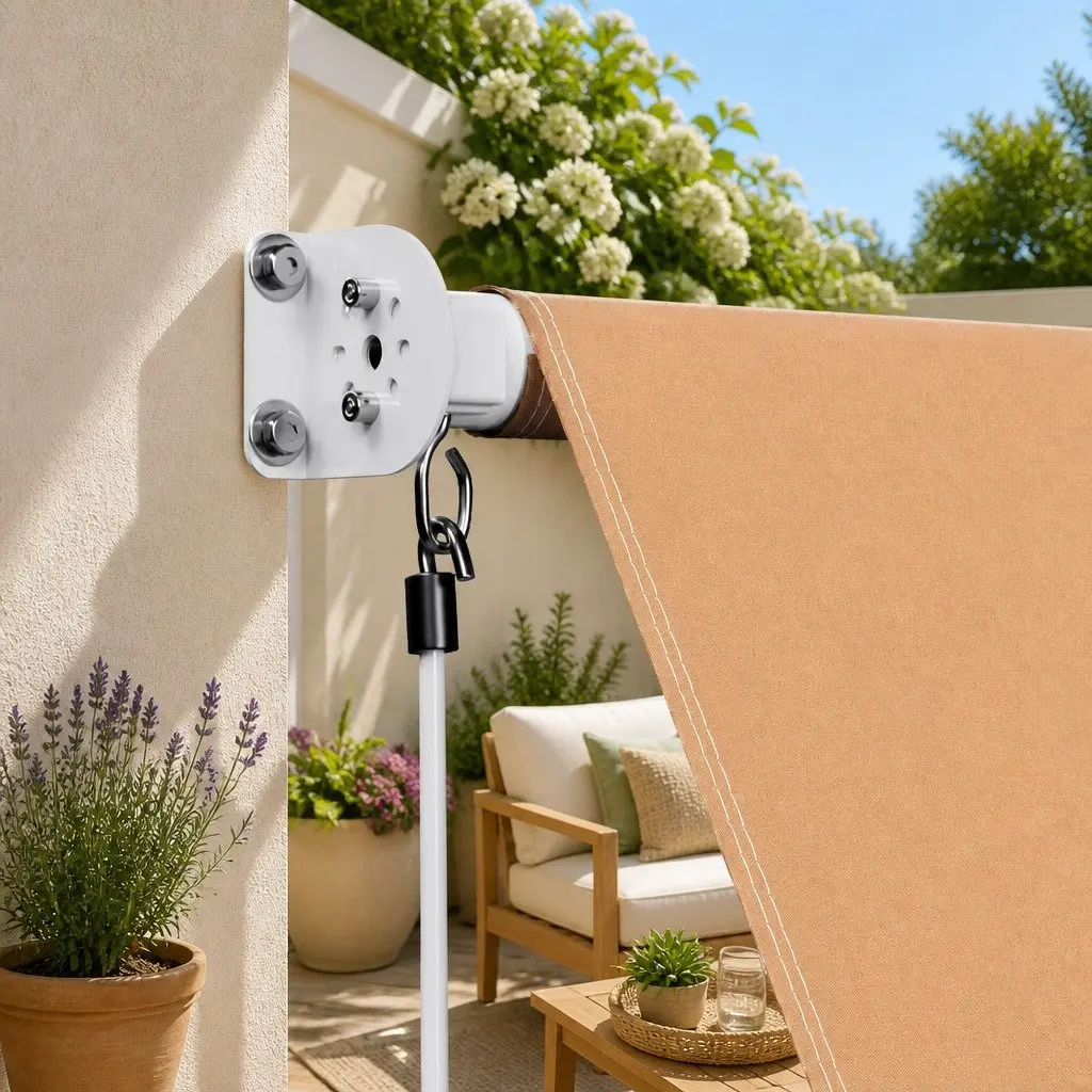 Retractable Pivot Arm Awning Outdoor Shade 2.1 x 2.1M Beige