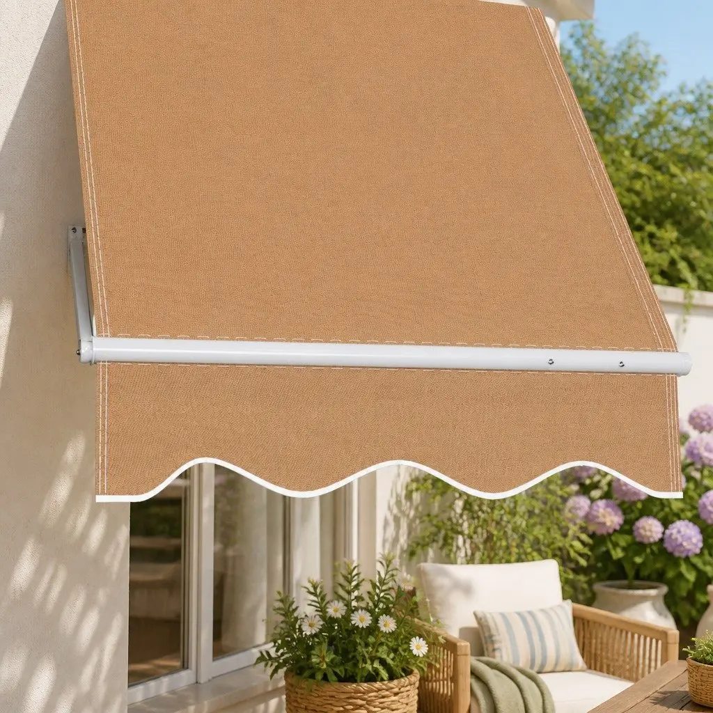 Retractable Pivot Arm Awning Outdoor Shade 2.1 x 2.1M Beige