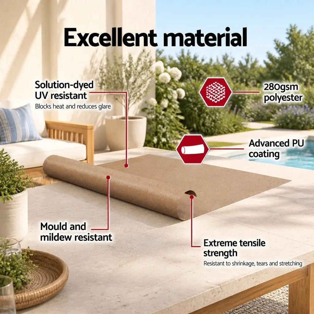 Retractable Pivot Arm Awning Outdoor Shade 2.1 x 2.1M Beige