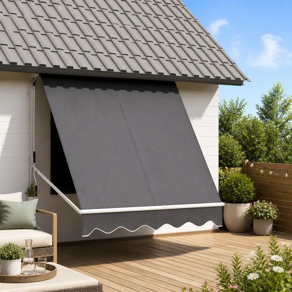 Retractable Pivot Arm Awning UV Resistant Shade 2.1X2.1M Grey