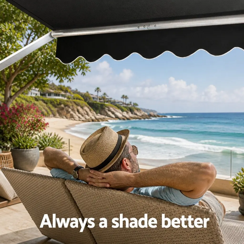 Retractable Pivot Arm Awning Outdoor Shade 2.8X2.1M Grey