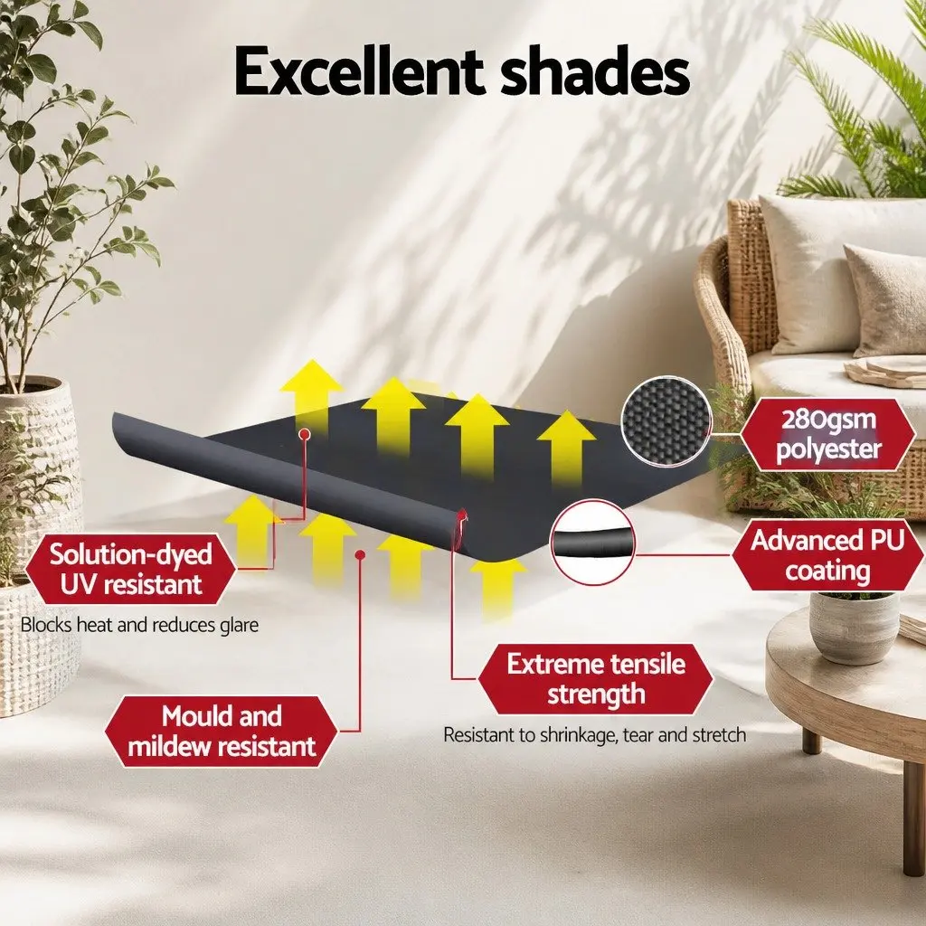 Retractable Pivot Arm Awning Outdoor Shade 2.8X2.1M Grey
