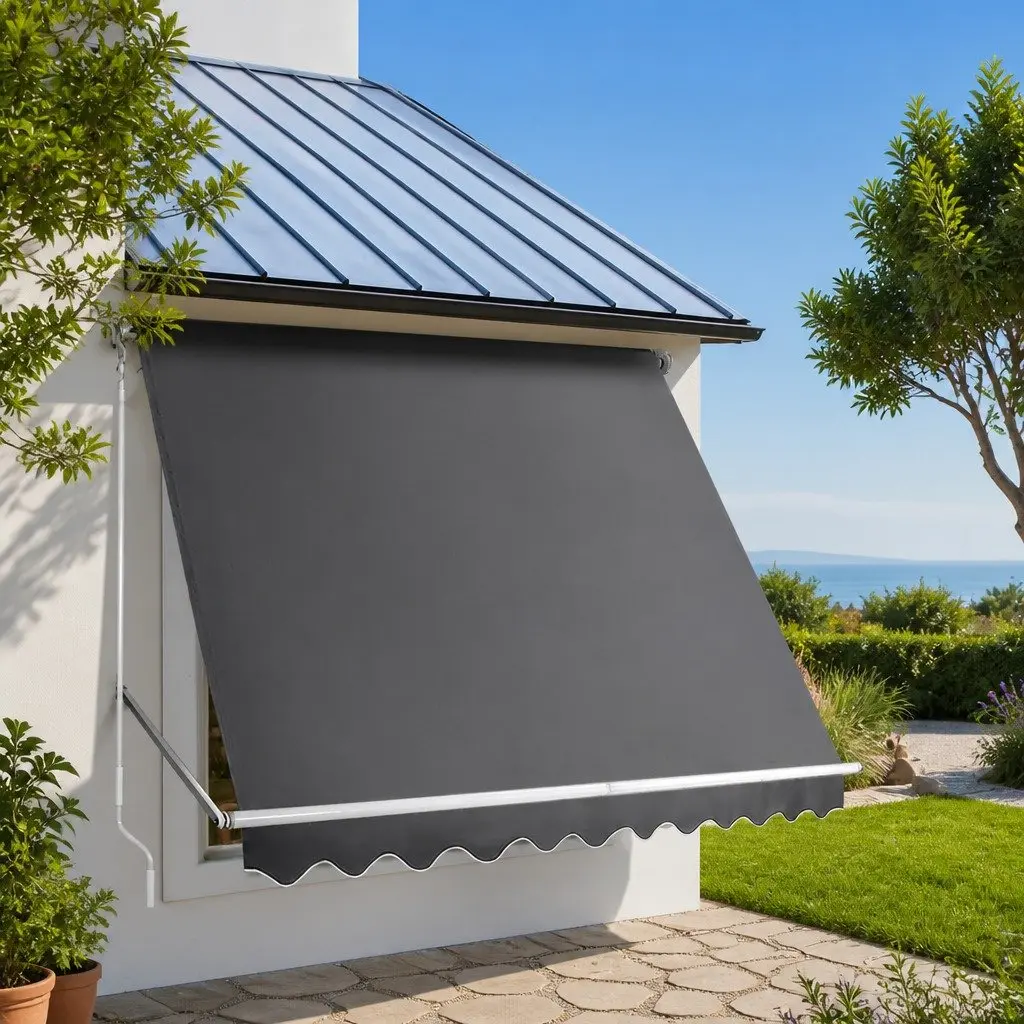 Retractable Pivot Arm Awning Outdoor Shade 2.8X2.1M Grey