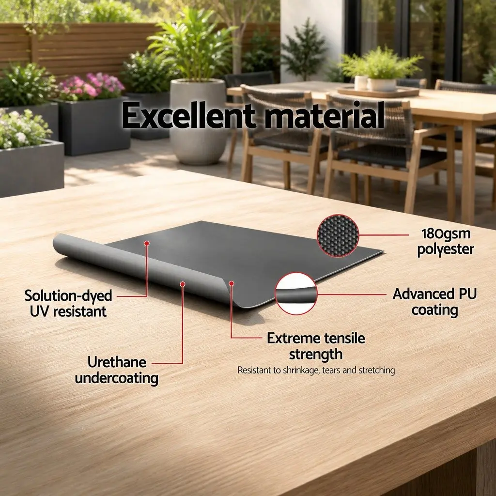 Retractable Side Awning UV and Tear Resistant Polyester 2m x 6m Grey Steel Frame